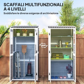Outsunny Ξύλινη Κήπου με Ρυθμιζόμενα Ράφια, Δύο Πόρτες με Κλείδωμα ...