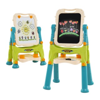 Costway  Παιδικός διπλής όψης πίνακας ρυθμιζόμενου ύψους με λευκό π...