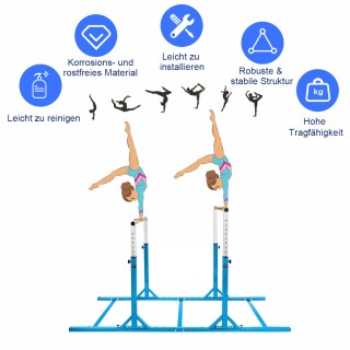 Costway Ρυθμιζόμενη Μπλε Μπάρα Γυμναστικής 250 x 132 x 140 cm SP369...