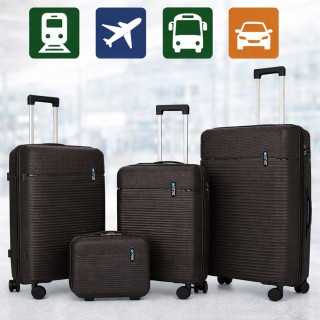 PROVITERA Σετ 3+1 Σκληρές Βαλίτσες με Beauty Case Τρόλεϊ Μαύρο με Ρ...