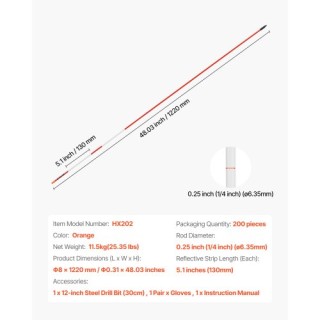 VEVOR 200 Τεμάχια Αντανακλαστικοί Οδηγοί Δρόμου 1/4 Διάμετρος 48 Στ...