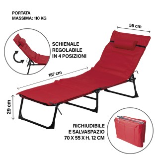 Galileo Ξαπλώστρα θαλάσσης με αφαιρούμενο ενισχυμένο μαξιλάρι και π... Galileo Ξαπλώστρα θαλάσσης με αφαιρούμενο ενισχυμένο μαξιλάρι και π...