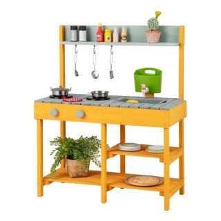 Costway Ξύλινη Παιδική Κουζίνα Λάσπης με Ρεαλιστικά Χαρακτηριστικά ...