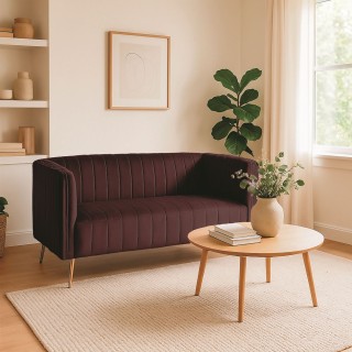 Galileo Διθέσιος vintage καναπές σε χρώμα δαμάσκηνου 126x75x82 εκ μ...