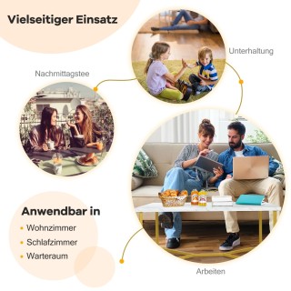 Costway Μαρμάρινο Τραπεζάκι Σαλονιού με Χρυσή Μεταλλική Βάση & Ρυθμ...