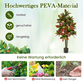 Costway Τεχνητό Φυτό Κρότωνας 150cm με Πολύχρωμα Φύλλα HZ10318-1