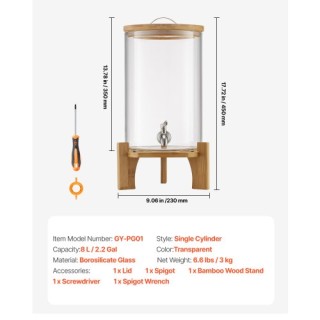 VEVOR Γυάλινος Διανεμητής Ποτών 8L με Βάση για Πάρτι YLFPQPGBLFPQBS... VEVOR Γυάλινος Διανεμητής Ποτών 8L με Βάση για Πάρτι YLFPQPGBLFPQBS...