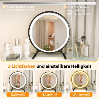 Costway Λευκή Τουαλέτα Μακιγιάζ με Φωτισμό και Αποσπώμενο Καθρέφτη,...