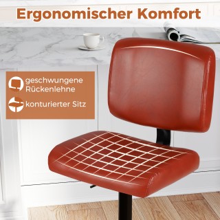 Costway Σετ 2 Περιστρεφόμενων Μπαρ Σκαμπό με Ρυθμιζόμενο Ύψος & Μαλ...