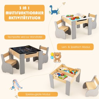 Costway Σετ Τραπέζι και Καρέκλες 4-σε-1 για Παιδιά με Αποθηκευτικό ...