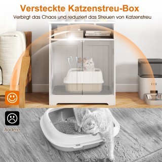 Costway 3 σε 1 Σπιτάκι Γάτας και Κλειστή Τουαλέτα με Βοηθητικό Τραπ...