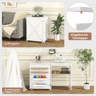 Costway Πτυσσόμενο Ντουλάπι & Γραφείο Ραπτικής 2 σε 1 με Αποθηκευτι...