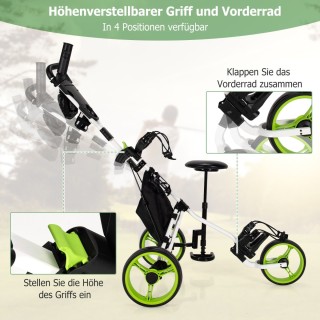 Costway  Πρακτικό Καρότσι Γκολφ με Ρυθμιζόμενο Κάθισμα και Αποθηκευ...