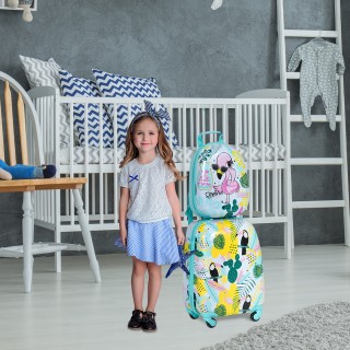 Costway Σετ Παιδική Αποσκευή 2 τεμαχίων με Φλαμίνγκο - Βαλίτσα & Σα...