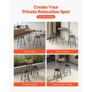 VEVOR Μεταλλίκο Στρογγυλό Μπαρ Τραπέζι 60 εκ.,Εξωτερικού Χώρου με Ε...