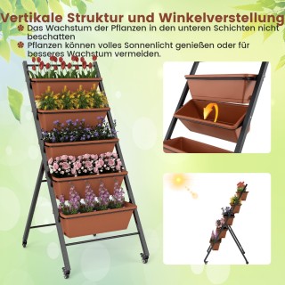 Costway  Πενταώροφο Κινητό Κατακόρυφο Παρτέρι με Γλάστρες και Ρόδες...