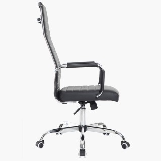 BAKAJI  Καρέκλα Γραφείου από Μαύρο Συνθετικό Δέρμα Περιστρεφόμενη Π...