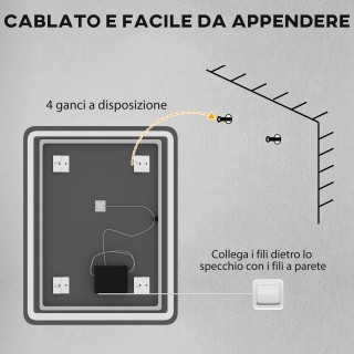 HOMCOM Καθρέφτης Μπάνιου LED Touch με Ρυθμιζόμενο Φωτισμό, 3 Θερμοκ... HOMCOM Καθρέφτης Μπάνιου LED Touch με Ρυθμιζόμενο Φωτισμό, 3 Θερμοκ...