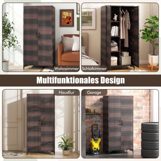 Costway  Πλεκτή Ντουλάπα Αποθήκευσης PE-Rattan με Ράγα & 4 Ράφια JZ...