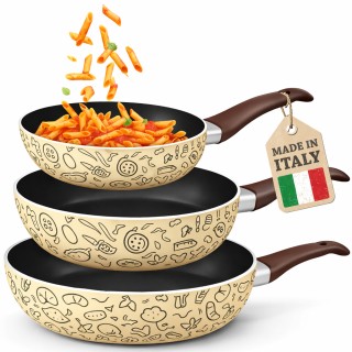 BAKAJI Σετ Τηγάνια Pastella 20-24-28 εκ. Αντικολλητικά με Λαβή Soft...