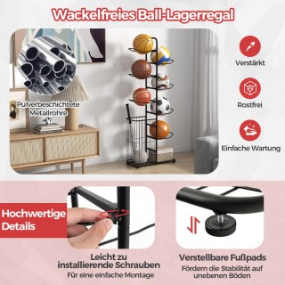 Costway 7-επίπεδη ραφιέρα αποθήκευσης μπαλών με αφαιρούμενες κρεμασ...