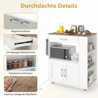 Costway Κινητό Ντουλάπι Κουζίνας με Ροδάκια, Σταθμό Φόρτισης, Πάγκο... Costway Κινητό Ντουλάπι Κουζίνας με Ροδάκια, Σταθμό Φόρτισης, Πάγκο...