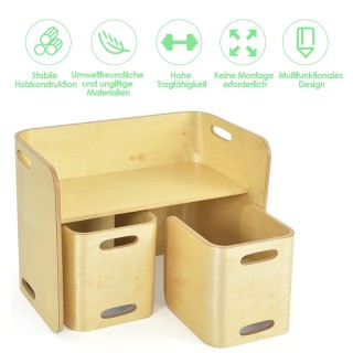 Costway  Πολυλειτουργικό Σετ Παιδικού Τραπεζιού και Καρεκλών από Αν...