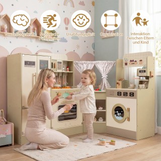 Costway Παιδική Κουζίνα Παιχνιδιού με Βρύση, Πλυντήριο Πιάτων, Φούρ...