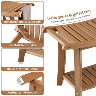 Costway Αδιάβροχο Σκαμπό Ντους με Καμπύλο Κάθισμα 60,5 x 34 x 48 cm...