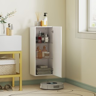 HOMCOM Κρεμαστό Ντουλάπι Μπάνιου με 2 Ρυθμιζόμενα Γυάλινα Ράφια και...