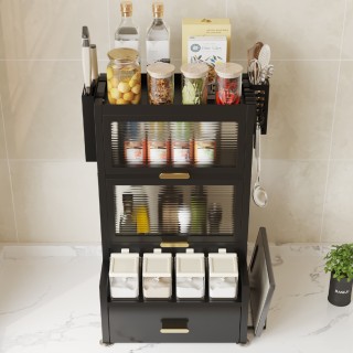 BAKAJI Μεταλλική Ραφιέρα με Διπλή Βιτρίνα και Μαύρο Συρτάρι 02842265