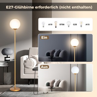 Costway Χρυσό Φωτιστικό Δαπέδου 165 εκ. με Γυάλινο Αμπαζούρ & Βαρι... Costway Χρυσό Φωτιστικό Δαπέδου 165 εκ. με Γυάλινο Αμπαζούρ & Βαρι...