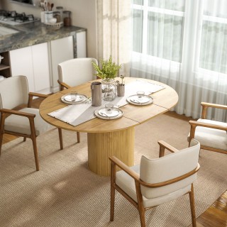 Επεκτάσιμο Τραπέζι για 6-8 Άτομα από Στρογγυλό σε Οβάλ με Βάση Πινα...