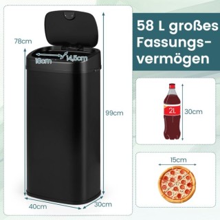 Costway Αυτόματος Κάδος Απορριμμάτων με Αισθητήρα & Δύο Ζώνες 68L, ...