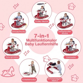 Costway Περπατούρα μωρού 7 σε 1 με σκίαστρο, ρυθμιζόμενο ύψος και τ...