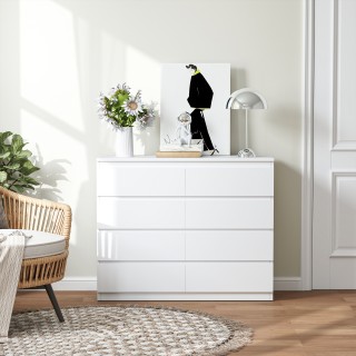 HOMCOM Συρταριέρα 8 Συρταριών 120x39x100 εκ, Λευκή 831-690V85WT