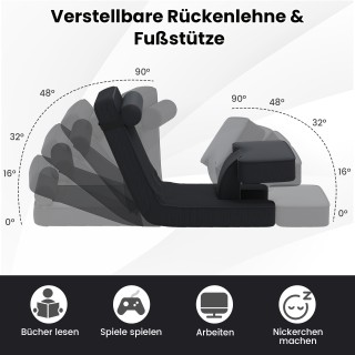 Costway Πτυσσόμενο Gaming Καναπές-Καρέκλα Δαπέδου με Ρυθμιζόμενη Πλ...