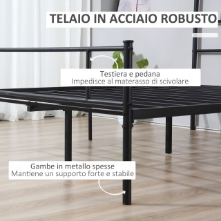 HOMCOM Δομή διπλού κρεβατιού από ατσάλι 160x200cm με πηχάκια, κεφαλ... HOMCOM Δομή διπλού κρεβατιού από ατσάλι 160x200cm με πηχάκια, κεφαλ...