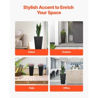 VEVOR Σετ 2 Ψηλών Τετράγωνων Κωνικών Γλαστρών 22 για Εσωτερικό/Εξωτ...