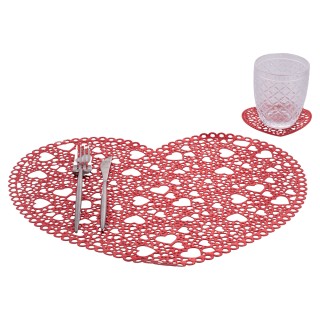 Villa dEste Home Σετ 2 Σουπλά και 2 Σουβέρ από PVC με Καρδιές 5924525