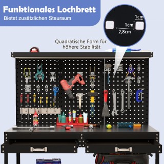 Costway Επαγγελματικός Πάγκος Εργασίας 121 x 61 cm με Μεταλλικό Σκε...