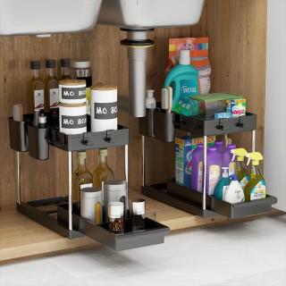 BAKAJI Σετ 2 Οργανωτές Κάτω από το Νεροχύτη Μαύρο Μπάνιο Κουζίνα Σ... BAKAJI Σετ 2 Οργανωτές Κάτω από το Νεροχύτη Μαύρο Μπάνιο Κουζίνα Σ...