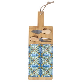 Galileo Σετ ξύλινη πιατέλα και 2 μαχαίρια τυριού από μπαμπού με μεσ...