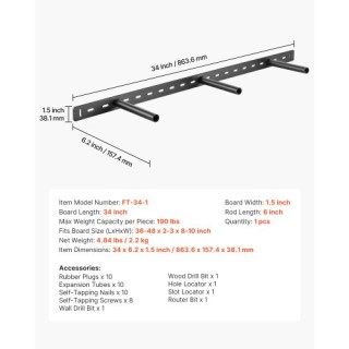 VEVOR Βαρέως Τύπου Επιτοίχιο Στήριγμα Ραφιού 34 ιντσών (863,6 mm) Z... VEVOR Βαρέως Τύπου Επιτοίχιο Στήριγμα Ραφιού 34 ιντσών (863,6 mm) Z...