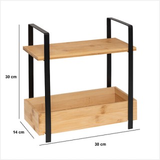 Μεταλλική Ραφιέρα με 2 Καλάθια 30 x 14 x 30 cm Μπαμπού & Μαύρο 1901... Μεταλλική Ραφιέρα με 2 Καλάθια 30 x 14 x 30 cm Μπαμπού & Μαύρο 1901...