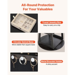 VEVOR Περιστρεφόμενη Κοσμηματοθήκη 360° με Καθρέφτη Πλήρους Μήκους ...