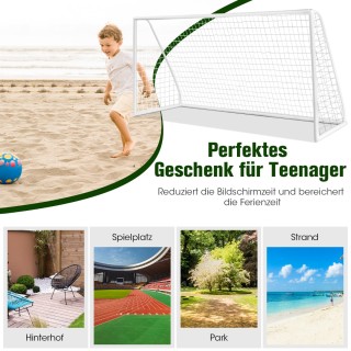 Costway  Ποδοσφαιρικό Τέρμα 365 x 182 cm με Ανθεκτικό Δίχτυ & 6 Πασ...