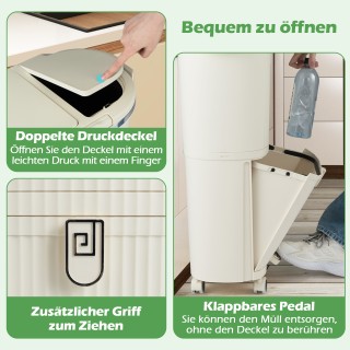 Costway Δοχείο Απορριμμάτων 38L με 2 Αποσπώμενους Κάδους, Καπάκι, Π... Costway Δοχείο Απορριμμάτων 38L με 2 Αποσπώμενους Κάδους, Καπάκι, Π...