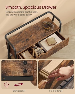 Πάγκος Παπουτσιών VASAGLE με Συρτάρι, Βιομηχανικό Στυλ, Rustic Brow... Πάγκος Παπουτσιών VASAGLE με Συρτάρι, Βιομηχανικό Στυλ, Rustic Brow...