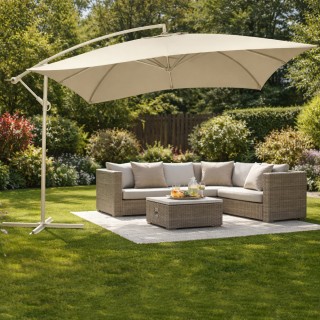 BAKAJI Κήπος Ομπρέλα 2x3 Μέτρα με Αποκεντρωμένο Κοντάρι, Άμμος, 8 Ε...